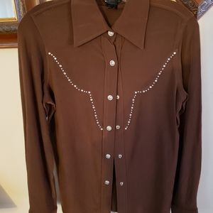 Slinky brown western show shirt